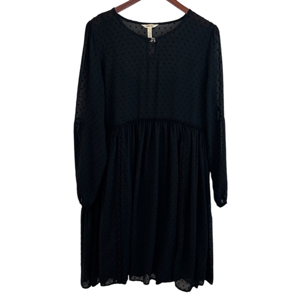 Matilda Jane Women's Dress Medium Nostalgia Charlie Swiss Dot Black Peasant L - Picture 2 of 10